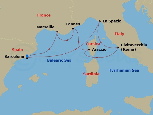 French Riviera & Italy Route Map