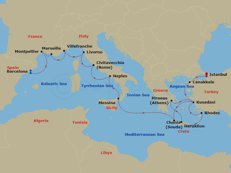 Iconic Mediterranean Treasures Route Map