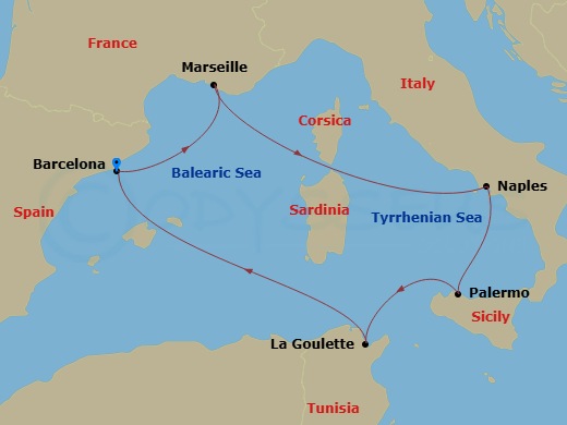 7-Day Mediterranean Cruise Route Map