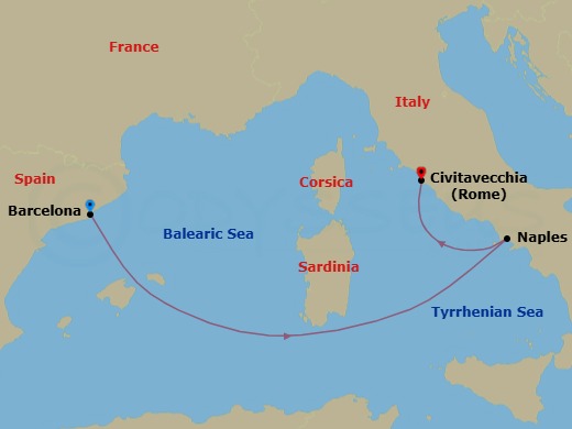 MSC Grand Voyages, 3 Nights Route Map