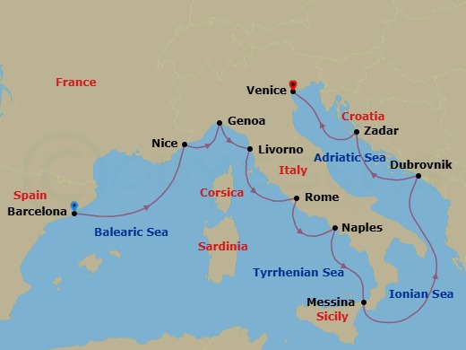 Star Collector: Winter In Europe's Rivieras & Croatia Route Map
