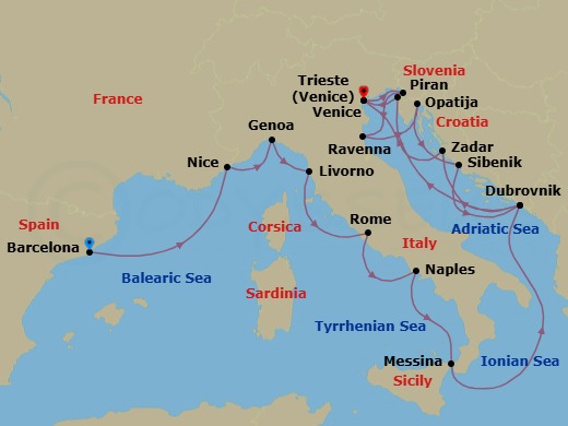 Star Collector: Europe’S Southern Coasts & The Adriatic Route Map