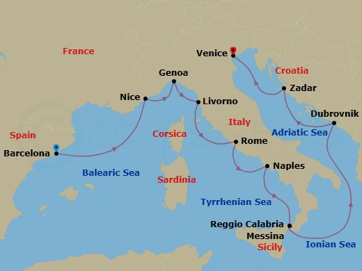 Star Collector: Winter In Europe's Rivieras & Croatia Route Map