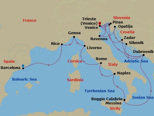 Star Collector: Europe’S Southern Coasts & The Adriatic Route Map