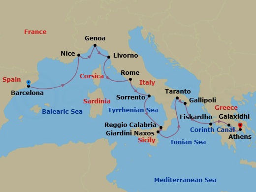 Star Collector: Riviera Nights, Aegean Sunsets Via The Corinth Canal Route Map