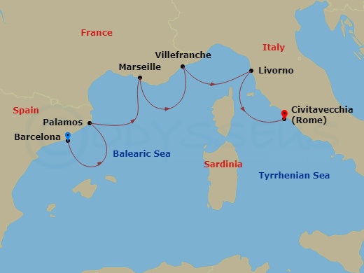Iconic Western Mediterranean Route Map