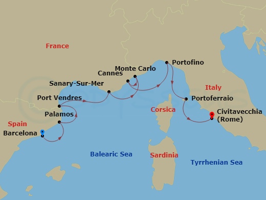 Yachtsman's Harbors Of The Rivieras Route Map