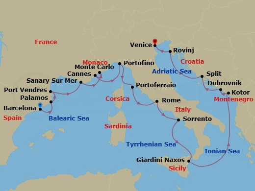 Star Collector: Italian Trio Route Map
