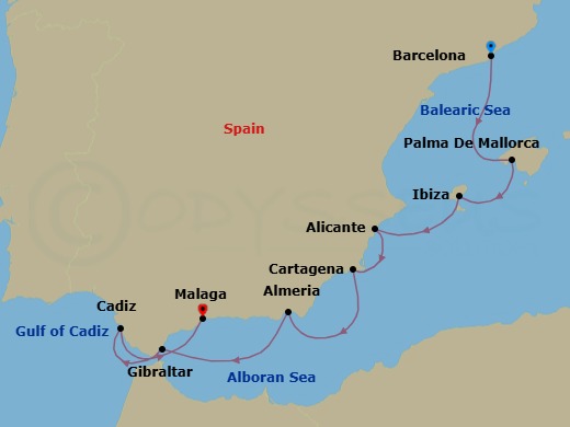 Catalonia To Andalusia Route Map
