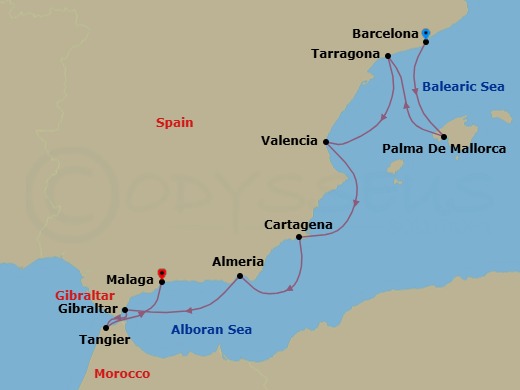 Treasures Of Southern Spain & Morocco Route Map