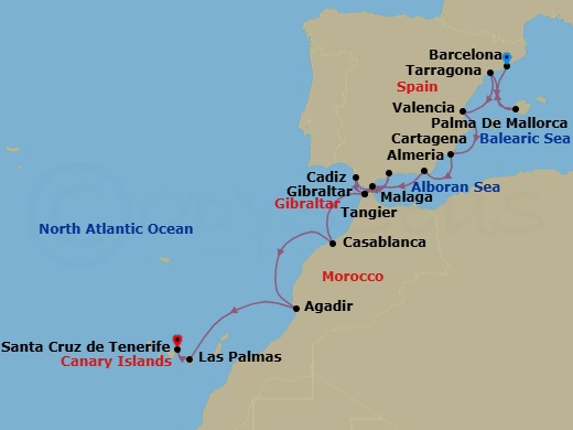 Star Collector: Arc Of Iberia, Morocco & The Canary Islands Route Map