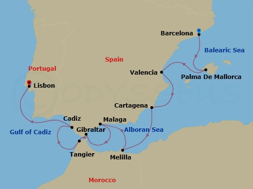 Barcelona To Lisbon Route Map
