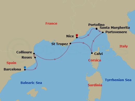 Yachting Gems Of The French And Italian Rivieras Route Map