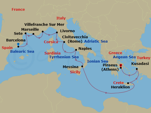 Mediterranean Antiquities Route Map