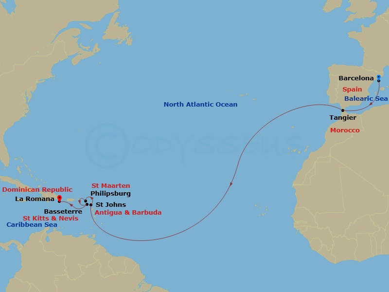MSC Grand Voyages, 14 Nights Route Map