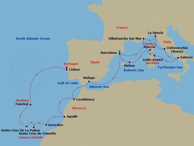 Italian & Iberian Legacy Route Map