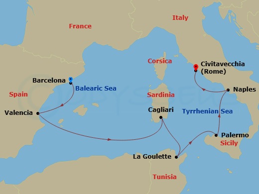 Amalfi Coast, Africa & Iberia Route Map