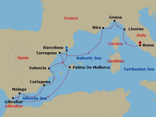 Star Collector: Winter In Spain And The Rivieras Route Map