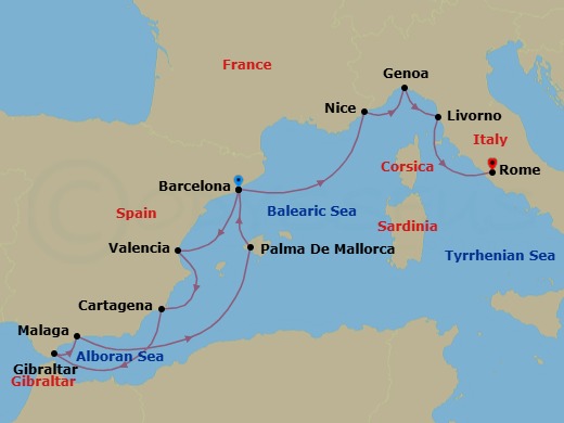 Star Collector: Winter In Spain And The Rivieras Route Map