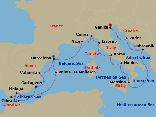 Star Collector: Winter Mediterranean Adventure Route Map