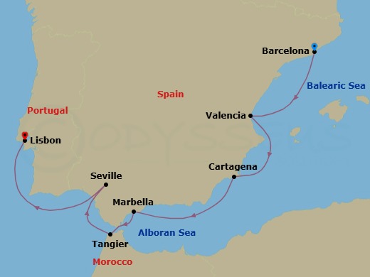 Moroccan Markets & Iberian Icons Route Map