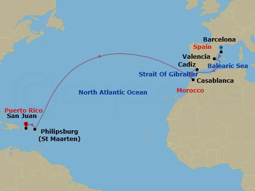 West Indies To Iberia Route Map