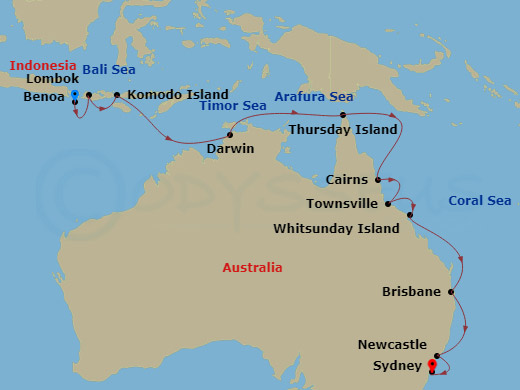 Komodo & The Australian Coast Route Map