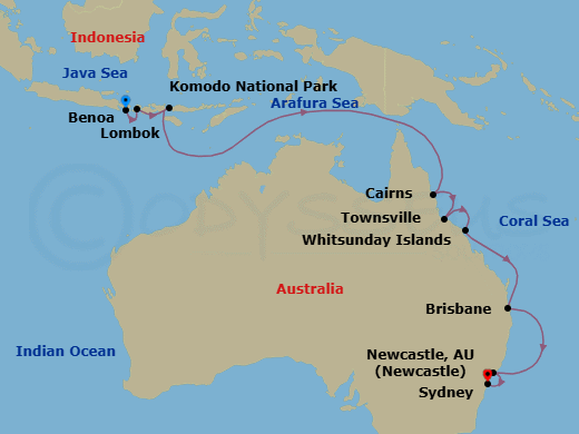 Komodo & The Australian Coast Route Map