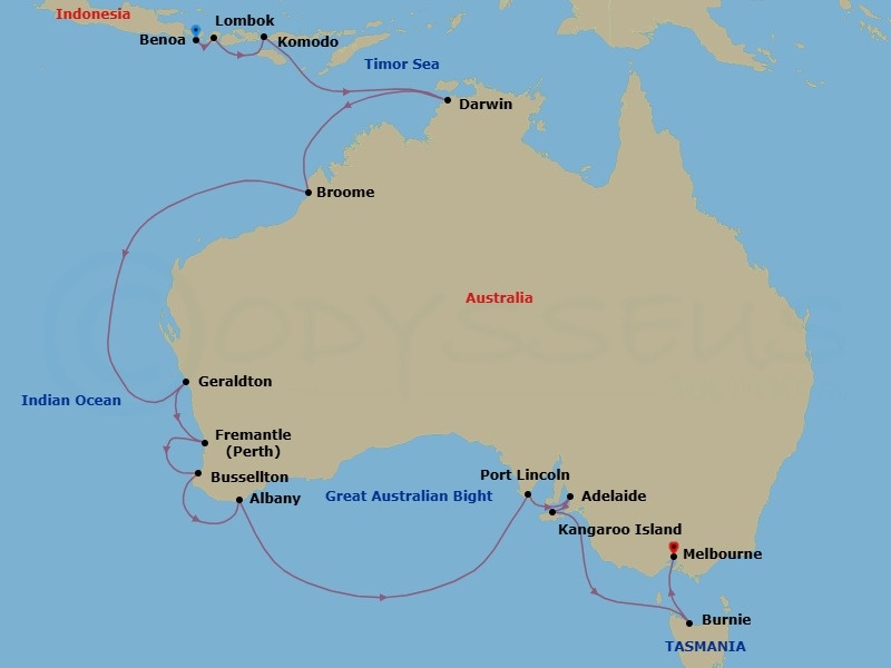 27 Night Cruise Voyage Route Map