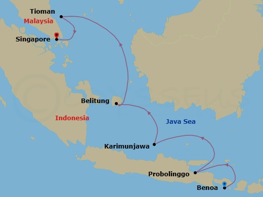 The Sunda Passage: Indonesia, Malaysia & Singapore Route Map