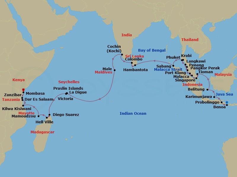 East Africa & Asia Expedition Route Map