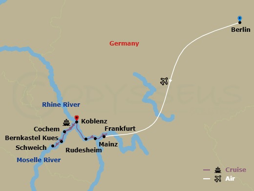 Berlin & Legendary Rhine & Moselle Route Map