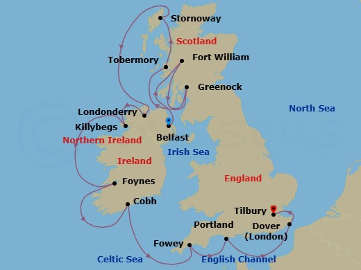 British Isles & Ireland Route Map