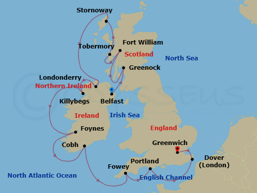 British Isles & Ireland Route Map