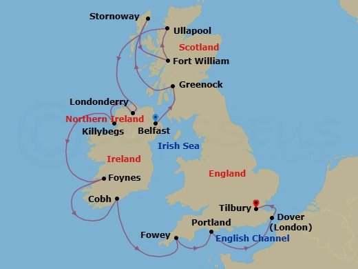 British Isles & Ireland Route Map