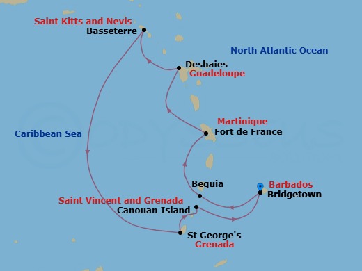 Bridgetown To Bridgetown Route Map