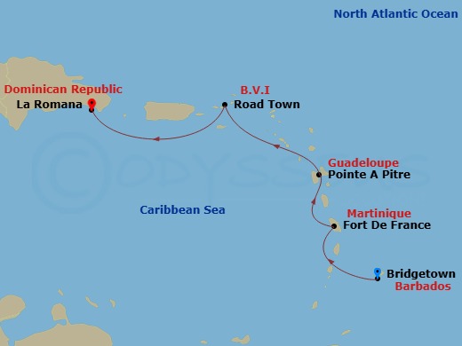 South Caribbean, 4 Nights Route Map