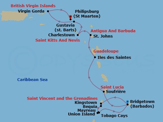 Discover Eastern Caribbean & Grenadines Route Map