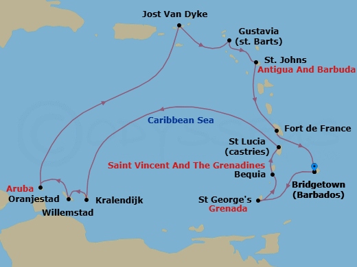 Bridgetown To Bridgetown Route Map