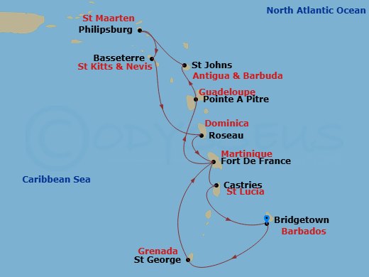 MSC Grand Voyages, 13 Nights Route Map