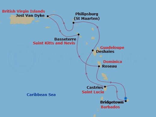 Bridgetown To Bridgetown Route Map