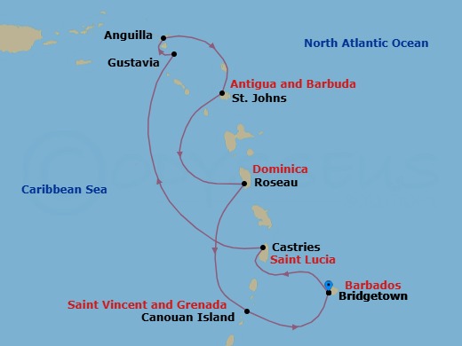 Bridgetown To Bridgetown Route Map