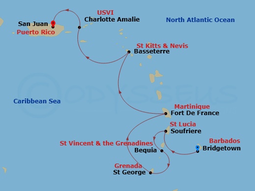 Bridgetown To San Juan Route Map