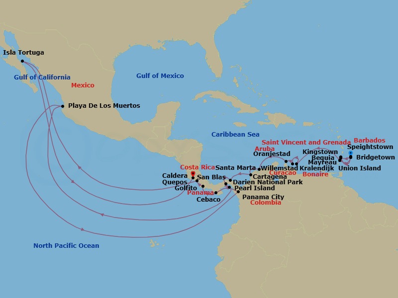 Epic Caribbean Escape: Barbados To Costa Rica Route Map