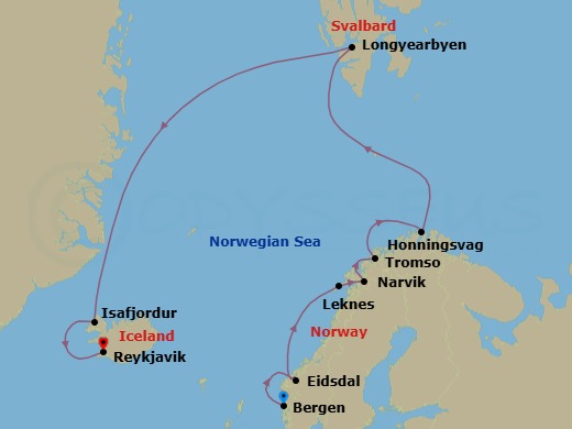 Iceland & Norway's Arctic Explorer Route Map