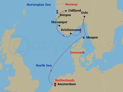 Viking Shores & Fjords Route Map