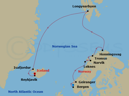 Iceland & Norway's Arctic Explorer Route Map