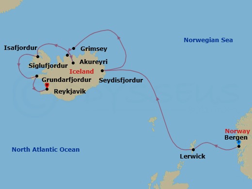Bergen To Reykjavík Route Map