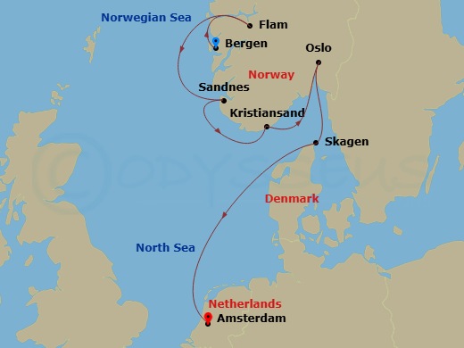 Viking Shores & Fjords Route Map