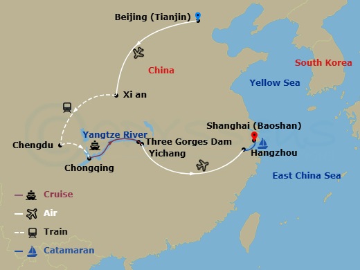 Best Of China & The Yangtze River Route Map